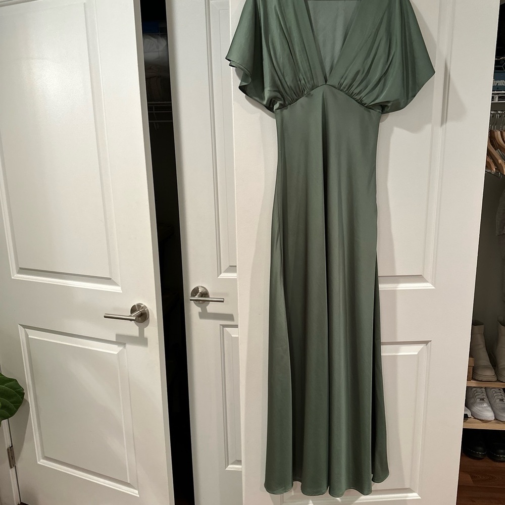 Abercrombie & Fitch Green Ruched Wrap Maxi Dress Tall